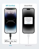 Câble USB C vers iOS Anker 310, 3 pieds/6 pieds, tressé en nylon, 8 broches, certifié MFi pour iPhone 14, 13, 12 Series