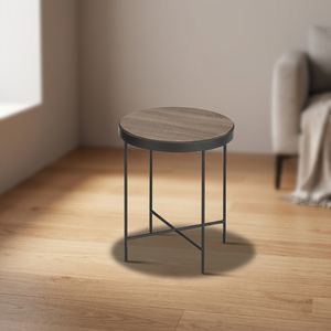 Mesa Auxiliar Moderna de Hierro Negro, Mesa de Centro con Chapa de MDF+PVC para Uso en Muebles del Hogar - Product Image 2