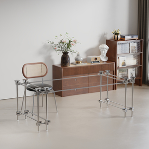 Pied de table optique style Bauhaus pour bureau, support de table en verre, bois, dalle de roche, base de plan de travail, pieds de mobilier de bureau et d'ordinateur - Product Image 1