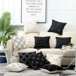White and Black Sofa Decorative Throw Pillow Case Home Decor Geometric Cushion Cover Home Couch Bed Decor