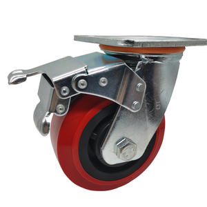Heavy Duty 4 Zoll 5 Zoll 6 Zoll 8 Zoll <span class=keywords><strong>Red</strong></span> Polyurethan Swivel Caster Wheels mit 6 Zoll Big <span class=keywords><strong>Red</strong></span> PU Brake Caster - Product Image 4