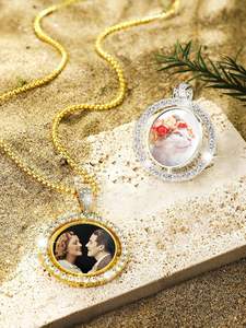 Collana con Ciondolo Personalizzata Unica Portatile Promozionale in Metallo con Sublimazione e Strass Charm Bifacciale con Logo Regalo Termico - Product Image 5