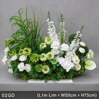 WG261009 100x50x90cm Chemin de table floral blanc et vert pour mariage, rangée de fleurs artificielles en soie pour toile de fond de scène et décoration de centre de table