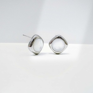 custom 925 plata sterling <b>silver</b> gold plated shell earring everyday elegant summer geometric hypoallergenic fine <b>stud</b> earrings - Product Image 3
