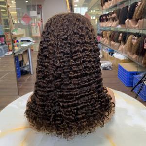 Perruque bouclée birmane de 14 pouces, perruque en cheveux humains avec dentelle frontale 13x4, coupe bob bouclée - Product Image 1