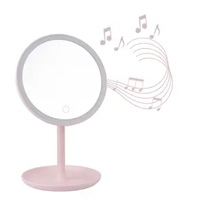 Slimme Spiegel Touchscreen 3 Lampjes Led Make-Up Spiegel Reizen Draadloze Luidsprekers Desktop Cosmetische Bluetooth Spiegel Met Licht