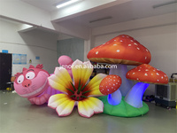Alice au pays des merveilles, chat du Cheshire gonflable, fleur gonflable, champignon gonflable avec lumière