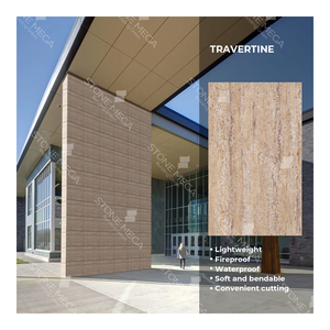 Mềm 3D travertine đá Bảng điều chỉnh linh hoạt Veneer tấm trang trí gạch sảnh khách sạn linh hoạt Panel tường mềm sứ gạch - Product Image 1