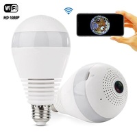 LED אור מצלמה 1080p 360 מעלות אלחוטי פנורמי בית אבטחת wifi CCTV fisheye הנורה מנורת ip מצלמה