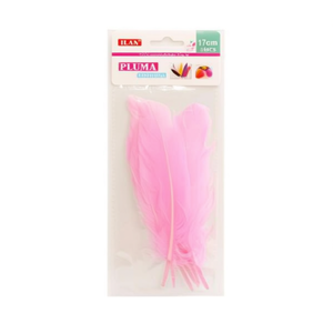 Piume rosa ILAN Pluma 17 cm per artigianato e decorazioni - Product Image 1
