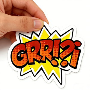 Autocollant vinyle tendance à effets sonores de bande dessinée, imperméable, personnalisé, à gratter, adhésif réutilisable pour ordinateur portable et fonction de rappel - Product Image 3