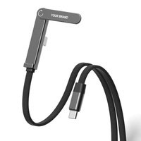 Câble de charge rapide USB C tressé plat en alliage de zinc de 1 m, 48 brins, Type C vers Type C, avec support de téléphone portable