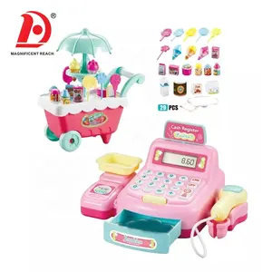 HUADA Pretend Play Ice Cream Cart Toy Kids Supermarket Cash Register Toy mit Light & Music