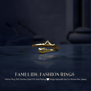 Fashion <b>Ring</b> 316L Stainless Steel PVD Gold Plating Heart Design Adjustable Size For Women Men Jewelry - Product Image 3