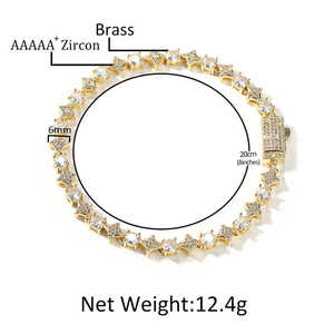 UWIN Bracciale Tennis Iced Out di Alta Qualità con Zirconi 5A da 6mm, Maglie a Stella, per Feste, da Donna e Uomo - Product Image 6