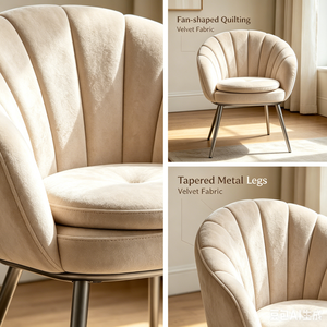Fauteuil d'appoint moderne de luxe léger pour salon, pieds en bois, dossier festonné, écologique, pour chambre et appartement - Product Image 3