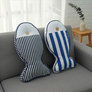 Fish Shaped Canvas Throw Pillow Striped Pattern With <b>Insert</b> Ocean Theme Home Decor <b>Cushion</b> - Product Image 2