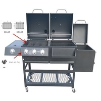 BBQ commercial multifonctionnel à charbon de bois Combo Family Grill Steel Gas Fuel Powder Coated Finish Ultimate Outdoor Cooking