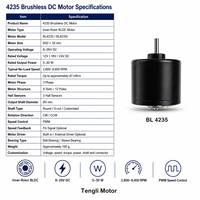Moteur CC sans balais Tengli BL4235, 9 fentes, 12 pôles, couple élevé 47 MNm, contrôle de vitesse PWM, 24V, 3 capteurs Hall pour l'automatisation