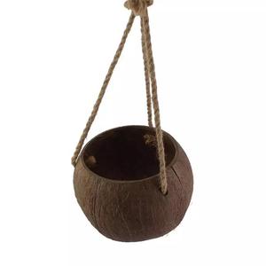 Fantaisie Minimaliste Sculpté À La Main Naturel À La Main Suspendus Coquille <span class=keywords><strong>De</strong></span> Noix <span class=keywords><strong>De</strong></span> Coco Fleur Pots <span class=keywords><strong>De</strong></span> Plantes Logo OEM pour <span class=keywords><strong>Jardin</strong></span> - Product Image 1