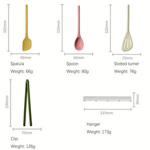 Nouveaux ustensiles de cuisine en silicone et nylon de qualité alimentaire résistants à la chaleur, spatule, cuillère, pinces, support magnétique - Product Image 4