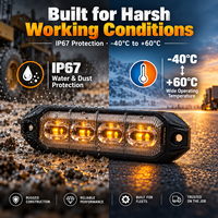 12W 8-LED Aufbau-Warnleuchte 9 Blitzmodi 10-30V IP67 Bernsteinfarbenes Stroboskoplicht für LKW Anhänger Nutzfahrzeuge
