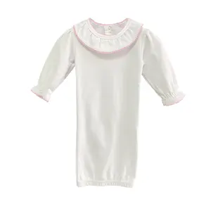 Fornecimento do fabricante bebê boneca colar rosa rendas manga longa 100% algodão penteado dormir saco redondo pescoço bonito dormir saco