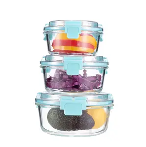 IKOO tasarım cam gıda saklama kabı yemek kabı dayanıklı üst kapak BPA ücretsiz isıya dayanıklı cam