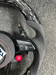 Volant en Alcantara pour Audi A4/A5/A6/A7/S4/S5/Q7/TT RS 2010-2025 – <span class=keywords><strong>Logo</strong></span> personnalisable, palettes de changement de vitesse, carbone forgé et bouton - Product Image 3