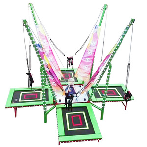 Popular 4-seats Indoor Outdoor <b>Bungee</b> Trampoline With Light And wheels Fold Trampoline - Product Image 1