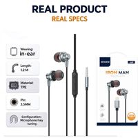 Earbud Berkabel 3.5mm In-Ear dengan Mikrofon Kontrol Volume Kabel TPE Ramah Lingkungan 1.2M Stereo Bass Musik untuk Ponsel PC Podcast G60A