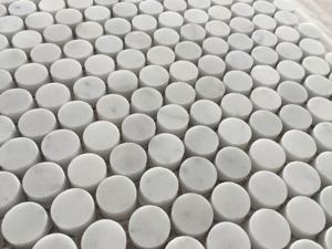 מודרני <span class=keywords><strong>1</strong></span>/2/3 גודל שבב אינץ 'מושחץ ביאנקו משיש פסיפס לבן עגול 4 מ "מ קיר מלאי בית מלון - Product Image 4