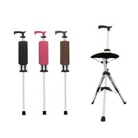 Vente en gros de bâtons de marche pliants portables en alliage d'aluminium personnalisés de haute qualité canne avec siège chaise béquille pour personnes âgées
