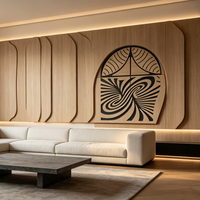 Revêtement acoustique géométrique moderne de 18 mm d'épaisseur |   Panneau en fibre de polyester recouvert de PVC pour hôtel et cinéma maison