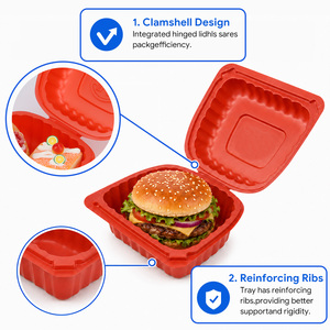 Caja para Hot Dogs y Hamburguesas de 9*6 Pulgadas, Envase Desechable Personalizado Tipo Concha, Caja Bento para Llevar - Product Image 3