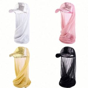 Casquette de baseball musulmane en maille avec visière à sequins, accessoires capillaires décontractés réglables pour l'extérieur, avec logo personnalisé, pour femmes, vente en gros - Product Image 1