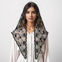 Foulard à fleurs en dentelle blanche vintage française pour femmes en gros Long foulard en coton Triangle accessoire pour cheveux pour l'été