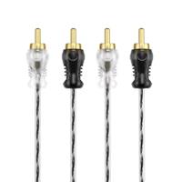 Câble audio RCA pour amplificateur de voiture, paire torsadée, gaine en PVC transparent, tête moulée par injection mono.
