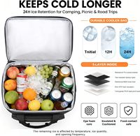 Sac isotherme souple pliable personnalisé de grande taille pour 60 canettes, étanche et anti-fuite, à double compartiment