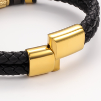 Bracelet en cuir tressé léger plaqué or avec boucle magnétique, personnalisable, en acier inoxydable, vente chaude