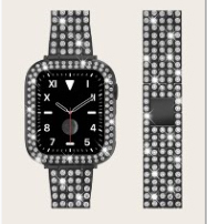Cinturini per orologi di lusso con diamanti Bling con custodia per cinturini per cinturini <span class=keywords><strong>Apple</strong></span> <span class=keywords><strong>Watch</strong></span> <span class=keywords><strong>I</strong></span> <span class=keywords><strong>Watch</strong></span> <span class=keywords><strong>Se</strong></span> Bands 7 41mm 45mm 44mm cinturini Glitter - Product Image 2