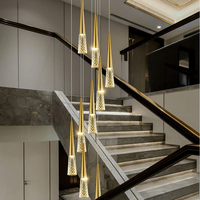 OEM ODM Moderne Simple Grand Lustre en Cristal LED Or K9 Long Escalier Villa Luminaire Fournisseur