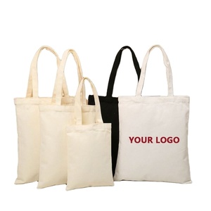Custom 12Oz Printed Eco Friendly Daily Use Reusable <b>Plain</b> Design Beige Black Cotton <b>Canvas</b> Cloth Tote Shopping Bag With Logo - Product Image 1