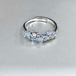 Anillo de Plata de Ley S925 con Diseño de Flor Estelar Azul Marino, Estilo Fresco y Dulce, Anillo de Dedo Índice para Mujer, Chapado en Oro Rosa - Product Image 4