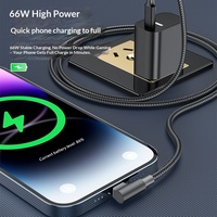 Cable de Datos USB-C a Tipo-C de Carga Rápida de 60W 5A y 90 Grados con Tejido de Nailon para iPhone, Android y Accesorios de Computadora