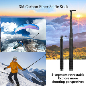Bâton de selfie en fibre de carbone 3M pour DJI Osmo Action 5pro pour Go <span class=keywords><strong>Pro</strong></span> Extension Long Selfie Stick pour Osmo Pocket 3/4 Insta360 <span class=keywords><strong>X5</strong></span> - Product Image 2
