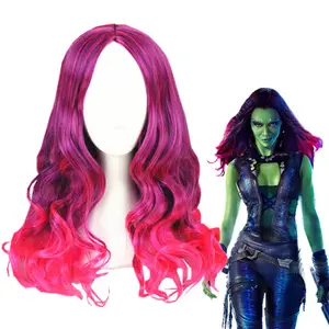 High Quality 55cm Medium Wave Guardians of the Galaxy Gamora Wig Cosplay Synthetic Anime Cosplay Costume Wig For Party
