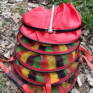 Jaula de pesca plegable de nailon con rayas de colores y anillos de aluminio para uso en pesca al aire libre - Product Image 2