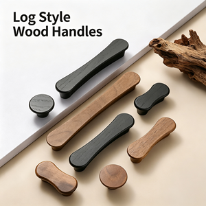 Manijas y Perillas Minimalistas de Madera para Gabinetes, Forma de Barra, Color Negro y Marrón, Herrajes Duraderos para Muebles de Cocina - Product Image 2