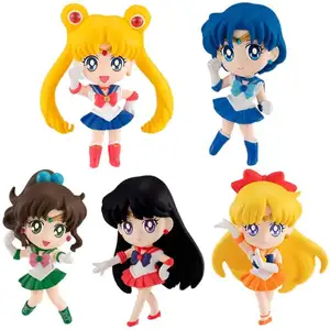 5pcs/set Pretty Soldier Sailor Moon Cartoon Character Mini Anime Pvc Figure 9cm